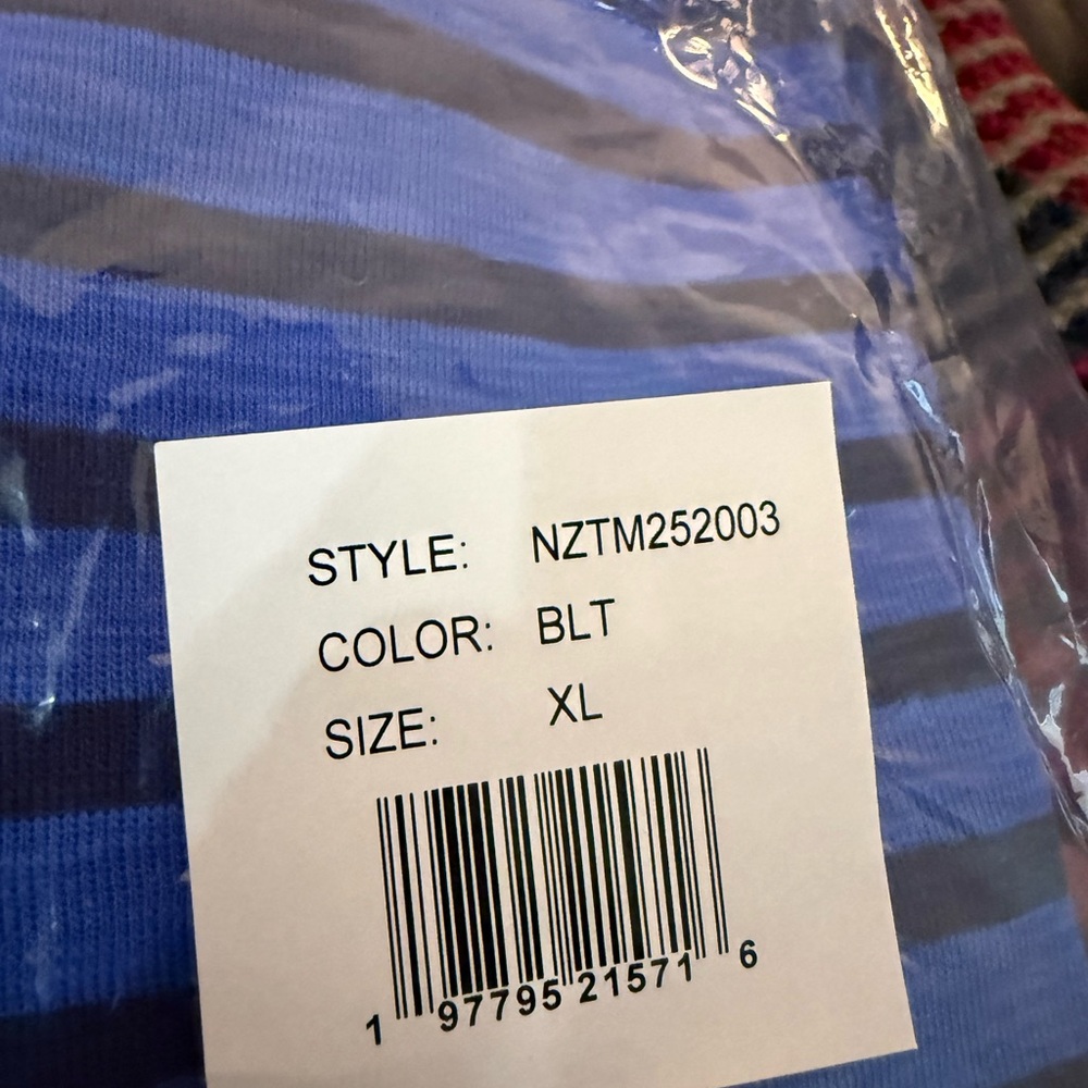 NIC+ZOE Stripe Knit Scoop Neck Short Sleeve Cotton Blend Blue Striped Tee NWT XL - Picture 7 of 11